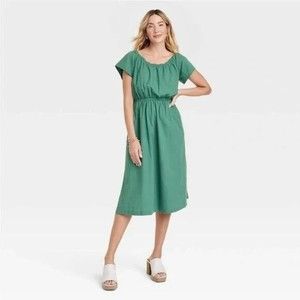NWT Universal Thread Green Short Sleeve Back Cut Out Midi Dress Plus‎ Size 4X